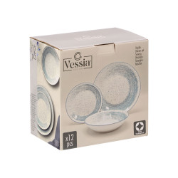 12PCS TABLEWARE BLUE BRUSHED FINISH