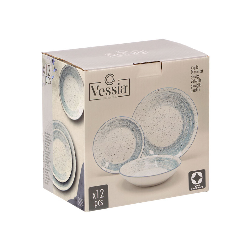 VAISSELLE 12PCS PATINÉE BLEUE