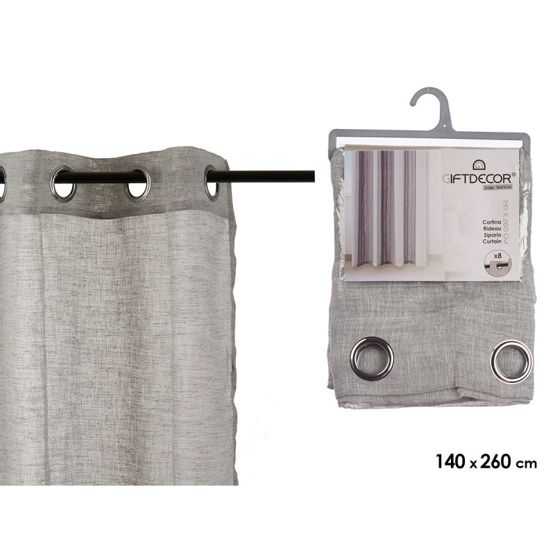 GREY CURTAIN 140X260CM 8 RINGS