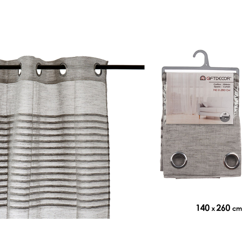 CURTAIN FONDED STRIPES DARK GREY