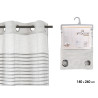 RIDEAU RAYURES PLIES GRIS CLAIRE