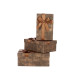 SET 3 CAJAS CARTON RECTANGULAR MARRON RAYAS LAZO