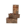 SET 3 RECT. CARDBOARD BOXES BROWN STRIPES BOW