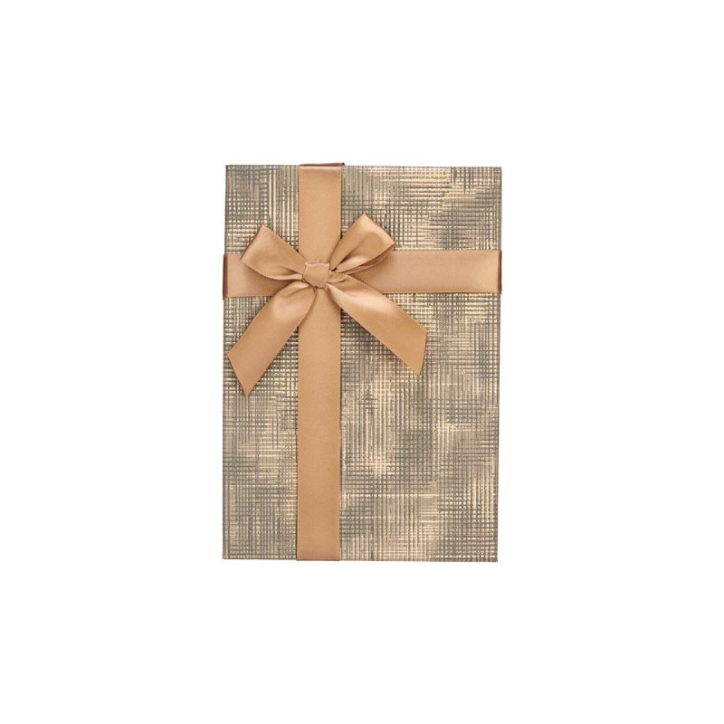 SET 3 RECT. CARDBOARD BOXES BROWN STRIPES BOW