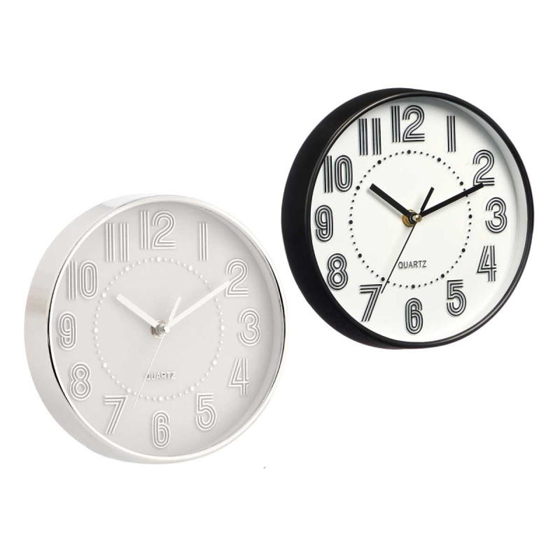 RELOJ REDONDO 20 CM NUMEROS RAYAS SURT 2 