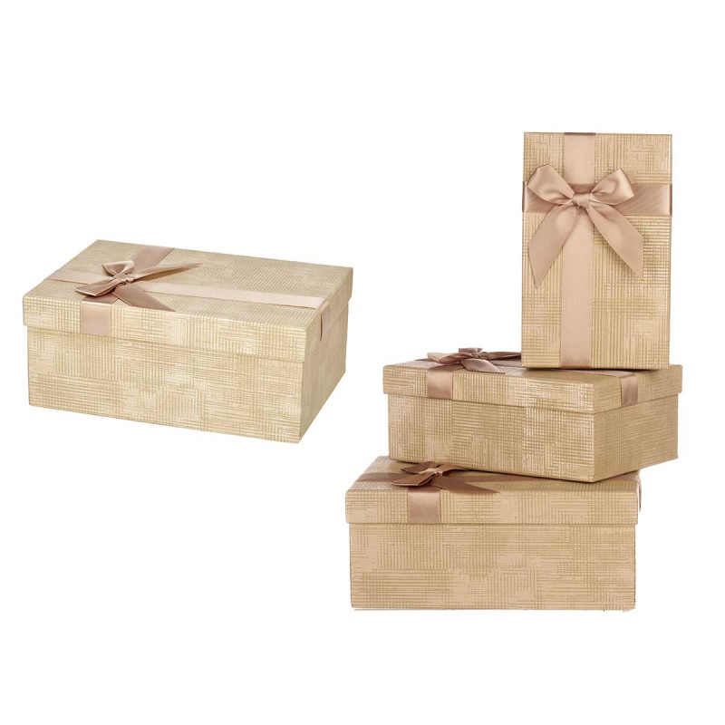 CONJ 3 CAIXAS CARTAO RECTANG NATURAL RISCAS LAÇO