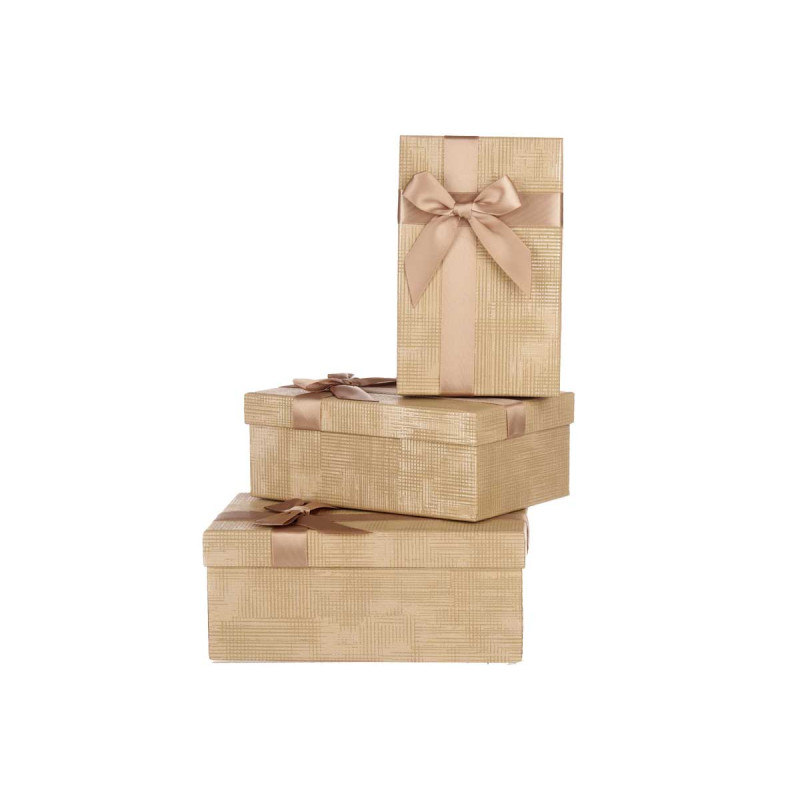 CONJ 3 CAIXAS CARTAO RECTANG NATURAL RISCAS LAÇO
