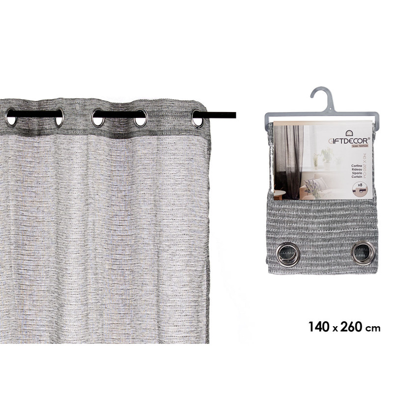 RIDEAU DENTELLE GRIS FONCÉ 140X260 CM