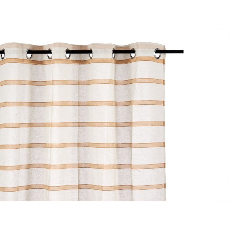 RIDEAU DENTELLE RAYURES MARRON 140X260 CM