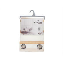 RIDEAU DENTELLE RAYURES MARRON 140X260 CM