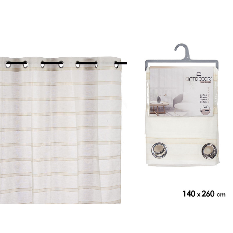 CORTINA VISILLO RAYAS BEIGE 140X260 CM
