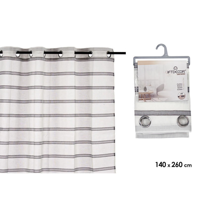 CORTINA VISILLO COM RISCAS GRIS 140X260 CM