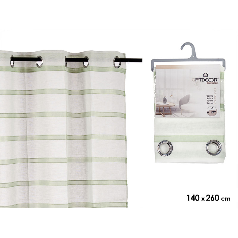 140X260 CM GREEN WITH STRIPES CURTAIN 