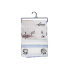 RIDEAU DENTELLE RAYURES BLEU 140X260 CM