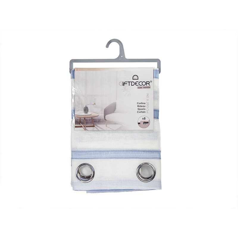 CORTINA VISILLO COM RISCAS AZUL 140X260 CM