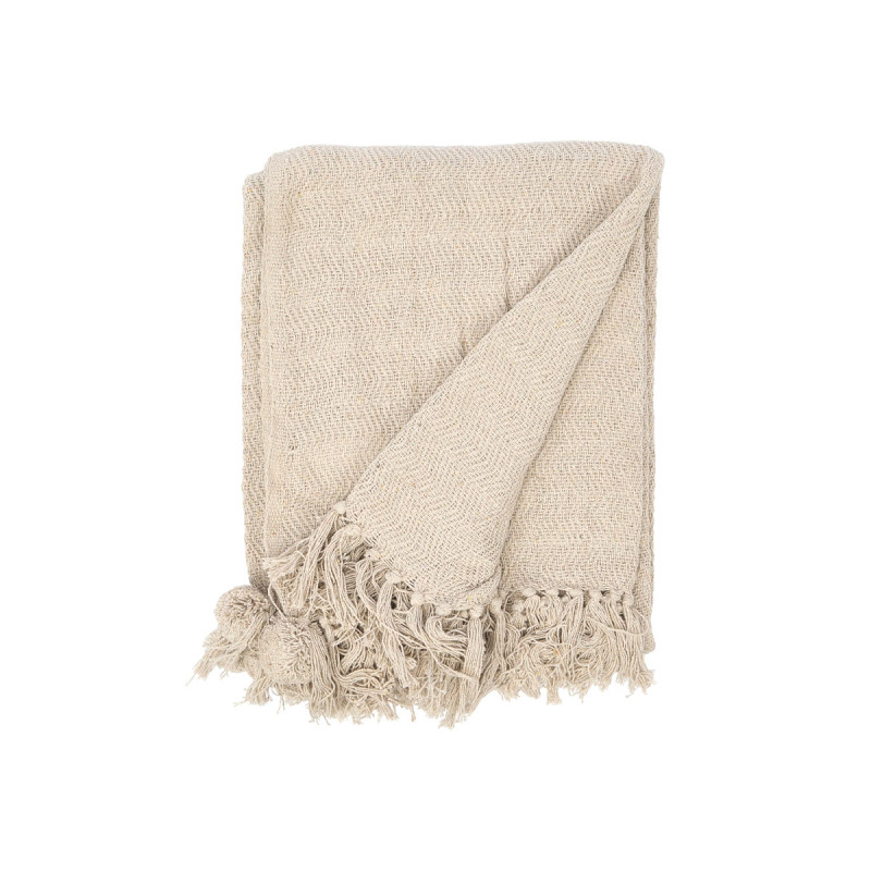 COVER MULTI-USE POMPON NATURAL 120X150CM