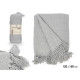 PLAID POLYVALENT POMPON GRIS 120X150CM