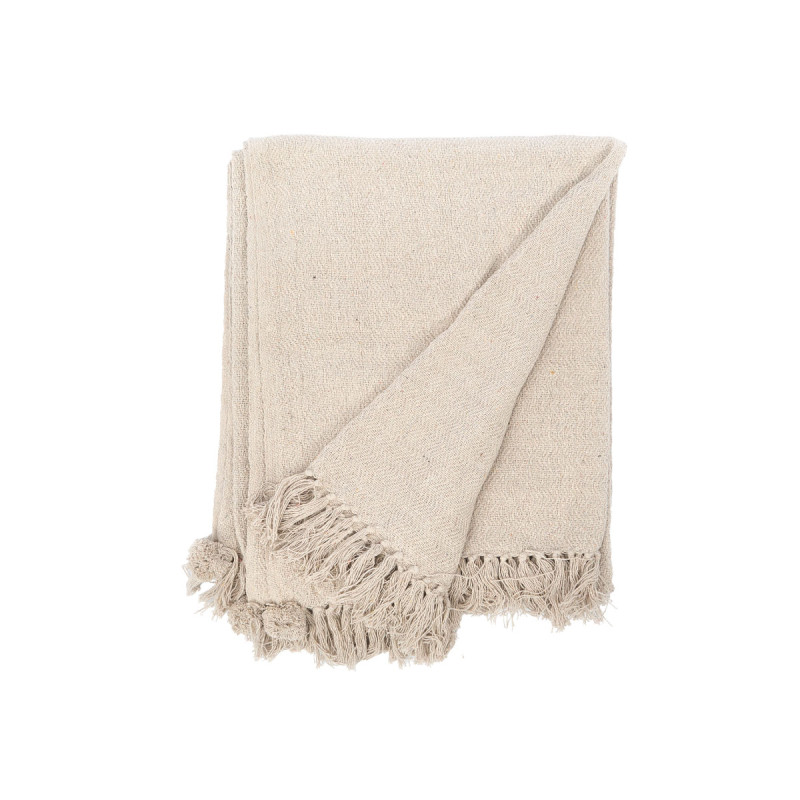 COVER MULTI-USE POMPON NATURAL 180X220CM