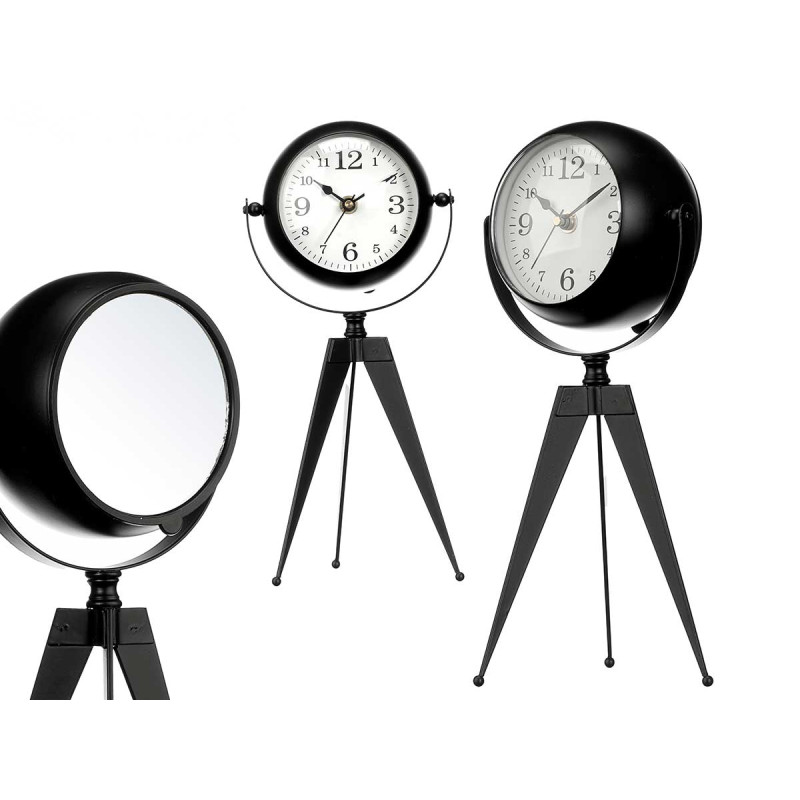 FORGE CLOCK OVAL DIAL MIRROR BLACK 30CM