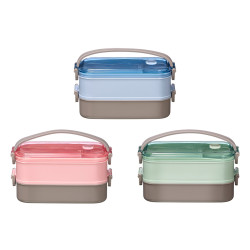 DOUBLE LAYER LUNCH BOX TPR HANDLE