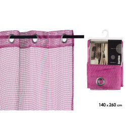 CURTAIN 140X260CM 6 EYELETS FUCSIA GRID