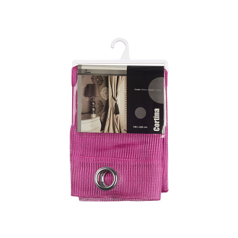 RIDEAU 140X260CM 6 ŒILLETS GRILLE FUCHSIA