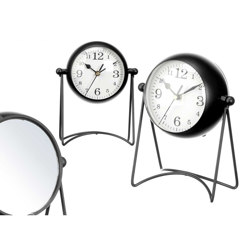 FORGE CLOCK OVAL DIAL MIRROR BLACK 20CM
