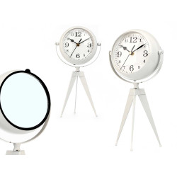 OROLOGIO FERRO SFERA OVALE SPECCHIO BIANCO 32CM