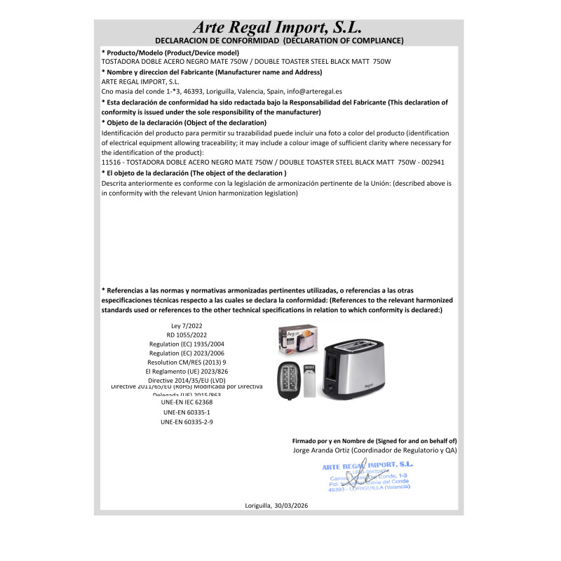 GRILLE-PAIN DOUBLE ACIER NOIR MAT 750W