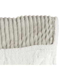 COUVERTURE VELOURS COTELE BLANC ECRU GRIS CLAIR