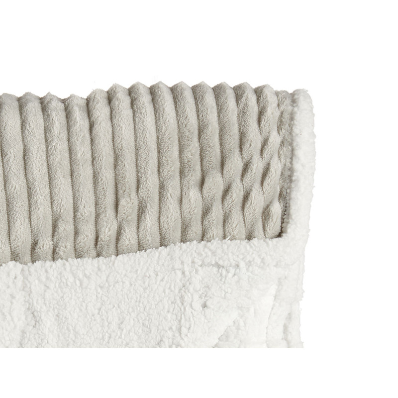 COUVERTURE VELOURS COTELE BLANC ECRU GRIS CLAIR