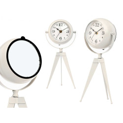OROLOGIO FERRO SFERA OVALE SPECCHIO BIANCO 30CM