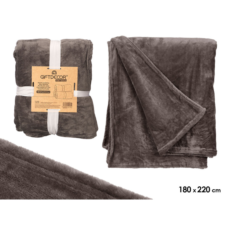 SILKY BLANKET DARK GREY 180X220CM