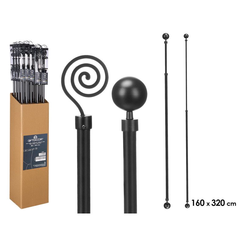 BARRA CORTINA SURT 2 160-320CM PRETO