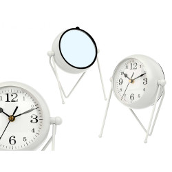 OROLOGIO FERRO SFERA OVALE SPECCHIO BIANCO 21CM