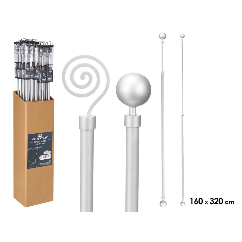 BARRA CORTINA SURT 2 160-320CM PRATEADO