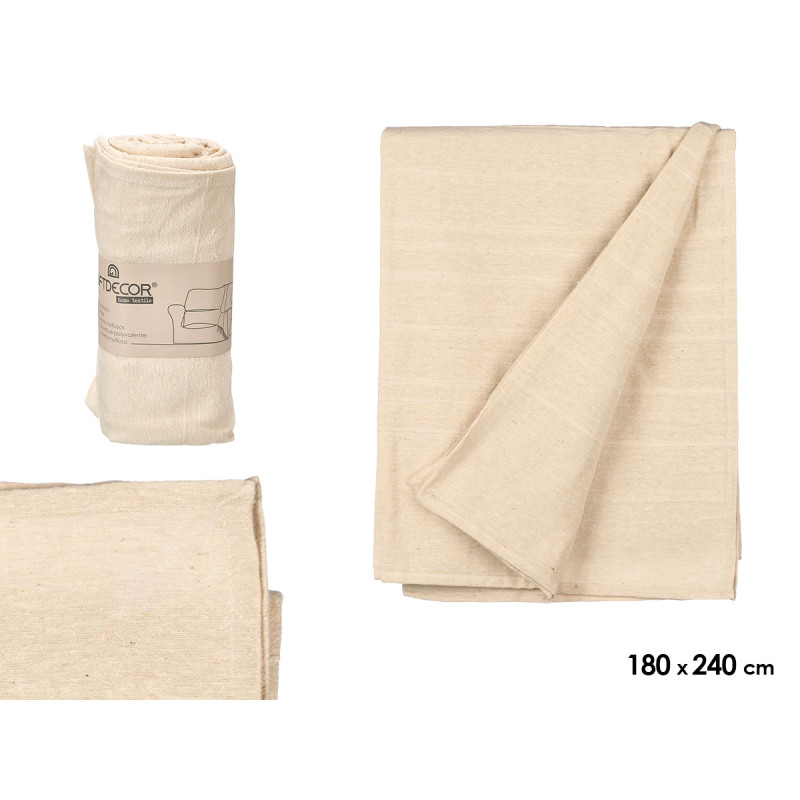 COPRILETTO MULTIUSO A RIGHE BEIGE 180X240CM