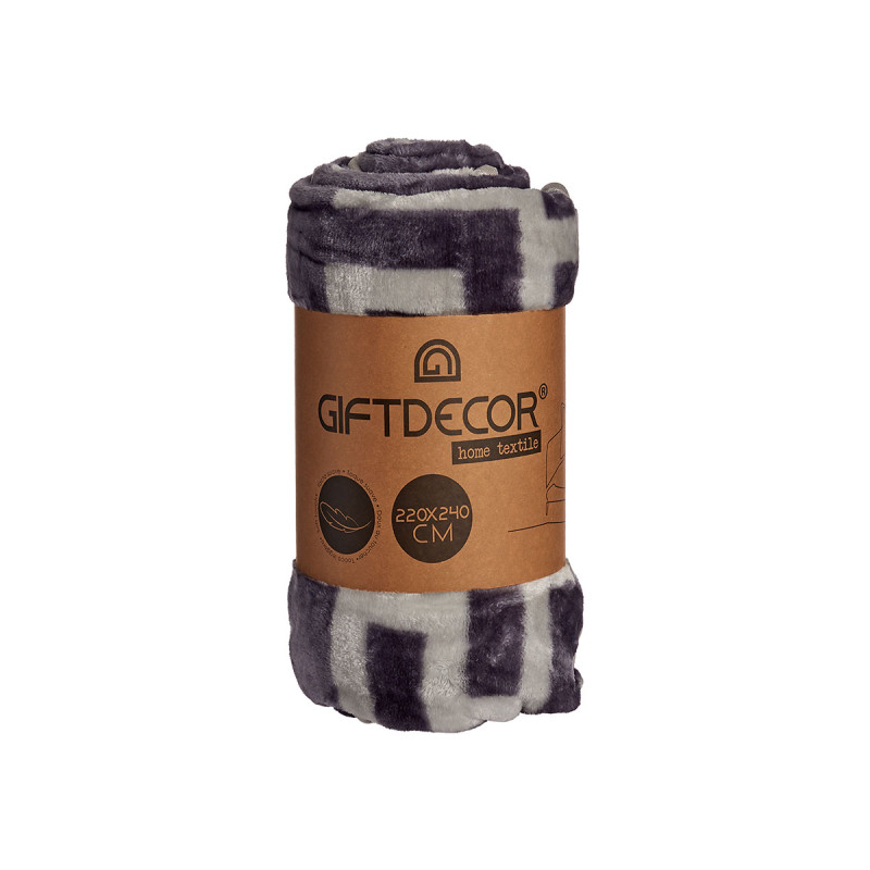 GREY RASCHEL BLANKET 220X240CM