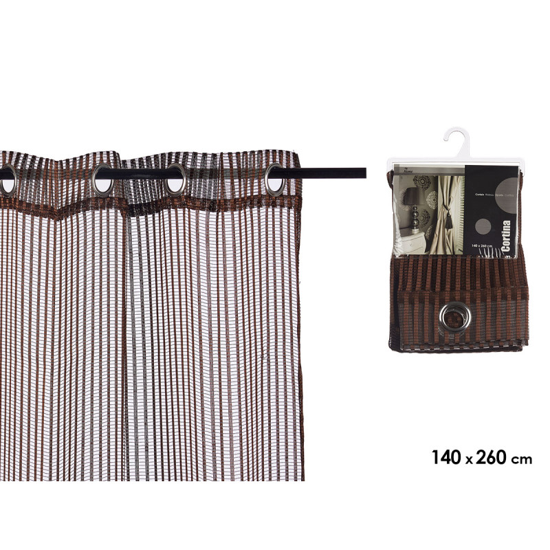 CORTINA 140X260CM 6 OLLAOS BRILLO MARRON