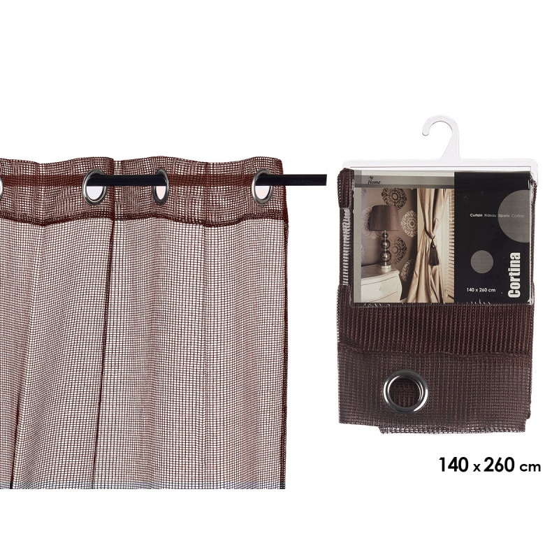 CORTINA 140X260CM 6 OLLAOS REJILLA MARRO