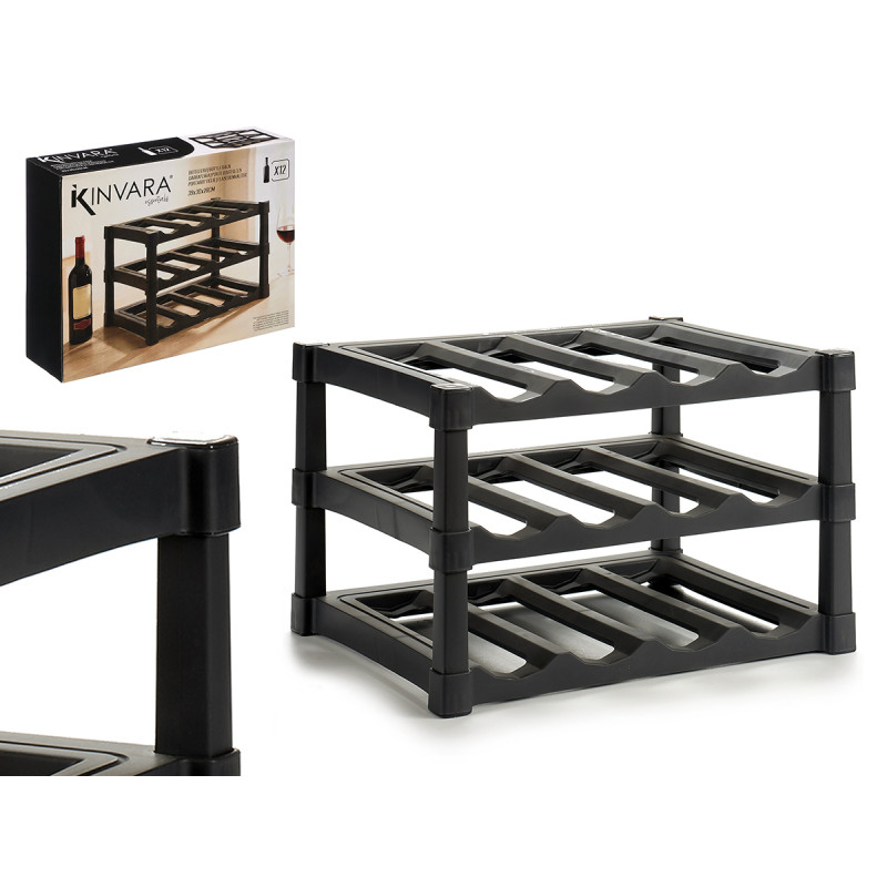 SUPORTE PLASTICO 12 GARRAFAS PRETO