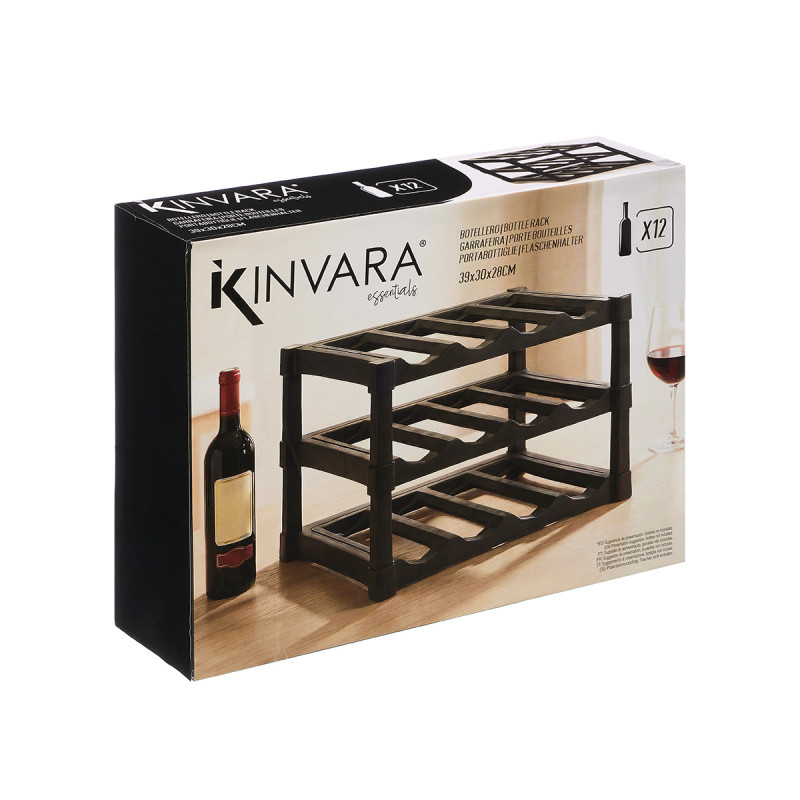 BLACK PLASTIC BOTTLE RACK 12 BOTTLES