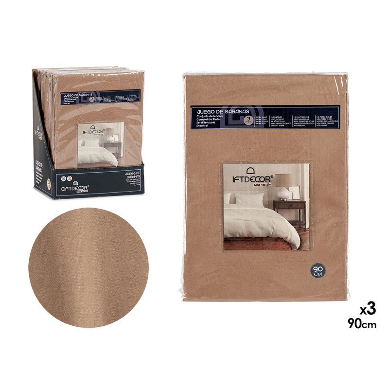 SET 3 LENZUOLA 90CM COLORE MARRONE