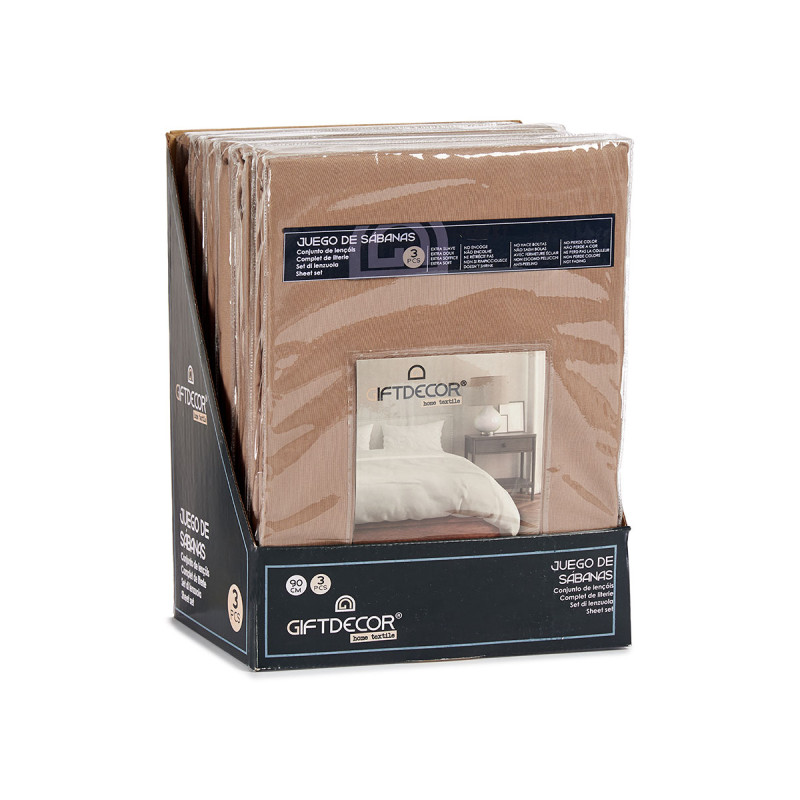 CONJ 3 LENÇÓIS 90CM CASTANHOS 