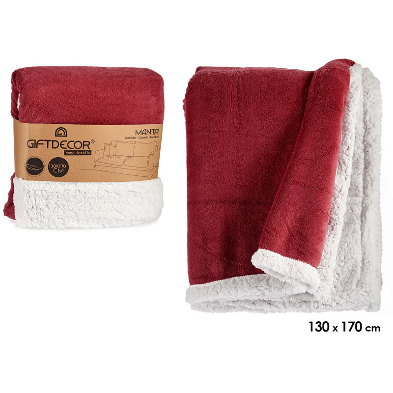 COPERTA CORALLO E SHERPA 130X170CM ROSA FORTE
