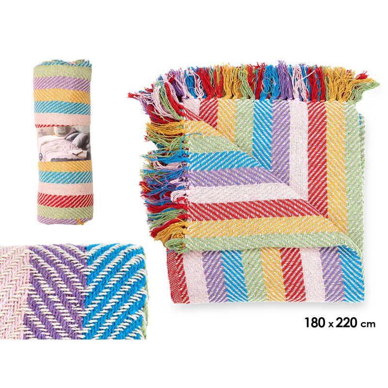 COUVERTURE MULTI-USAGES MULTICOLORE 180X220 CM