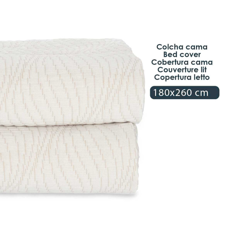 COLCHA CAMA PADRÃO AGUA BEGE 180X260CM