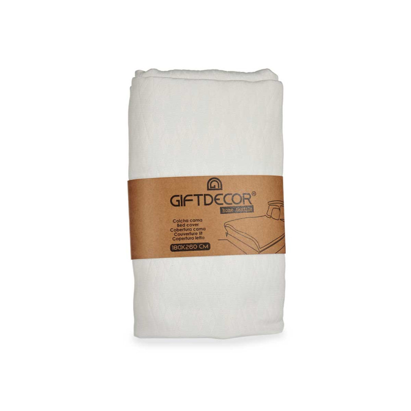 180X260CM WHITE RHOMBUS PATTERN BEDSPREAD 