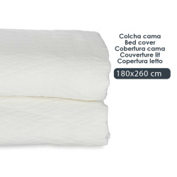 180X260CM WHITE RHOMBUS PATTERN BEDSPREAD 