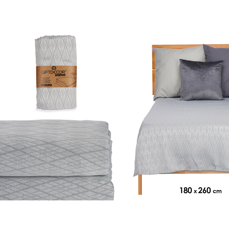 TRAPUNTA LETTO GRIGIO ROMBI 180X260CM